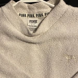 Victoria's Secret Pink Stadium Mock Neck Pullover Oatmeal